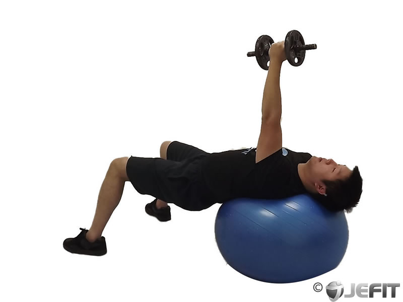 Dumbbell One Arm Fly On Exercise Ball - Exercise Database 