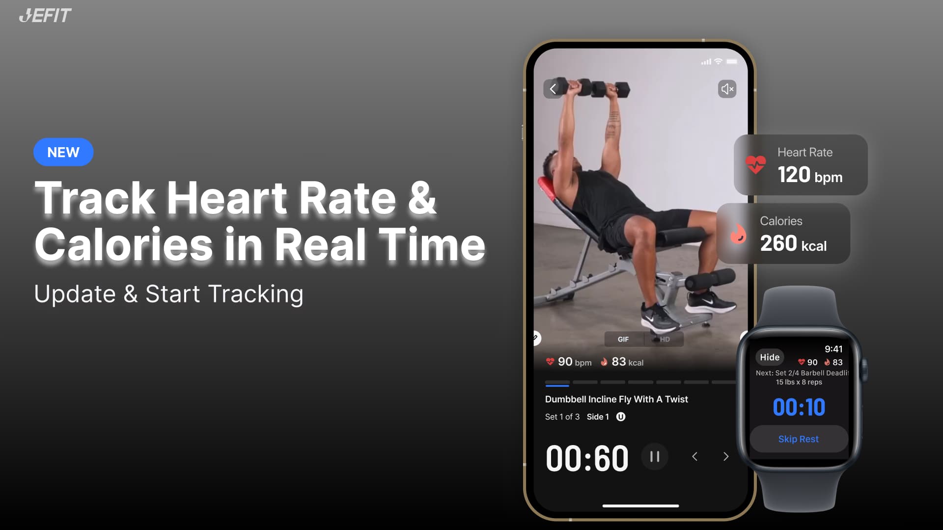 New IOS watch release:Track Heart Rate, Calories in Real Time with JEFIT Apple Watch