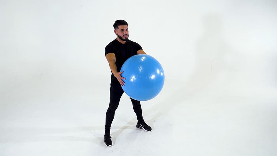 Stability Ball Standing Hamstring Stretch Demonstration