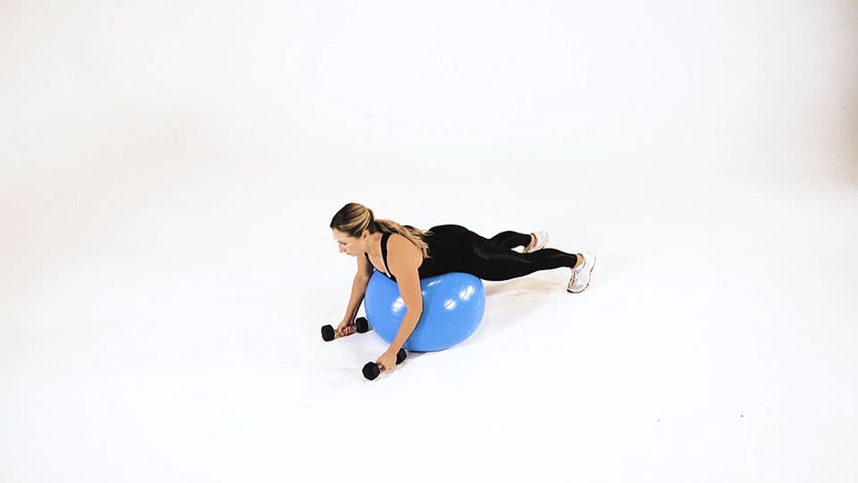 Dumbbell Prone Shoulder Raise (Stability Ball) Demonstration