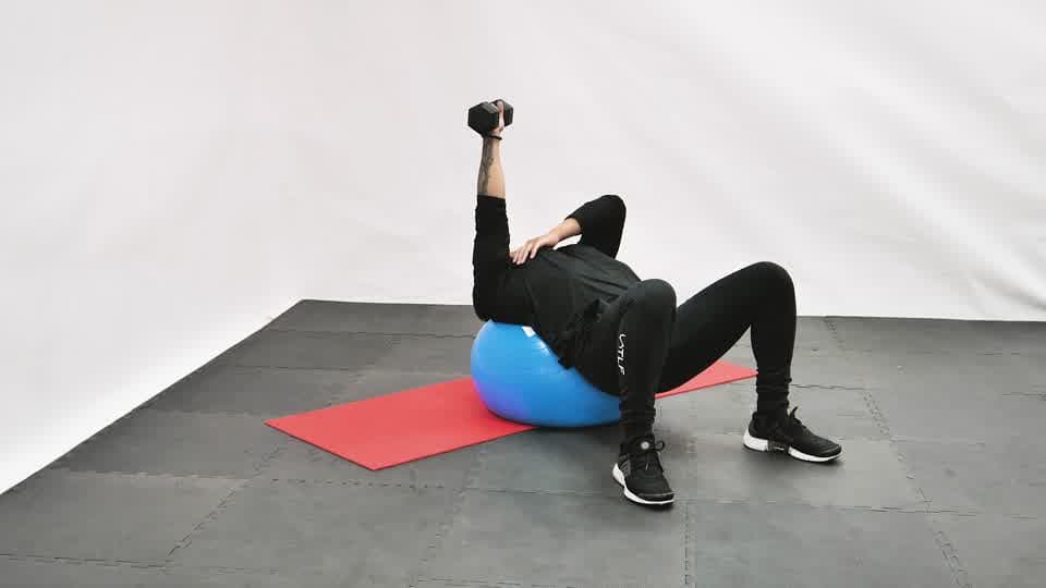 Dumbbell One-Arm Press (Stability Ball) Demonstration