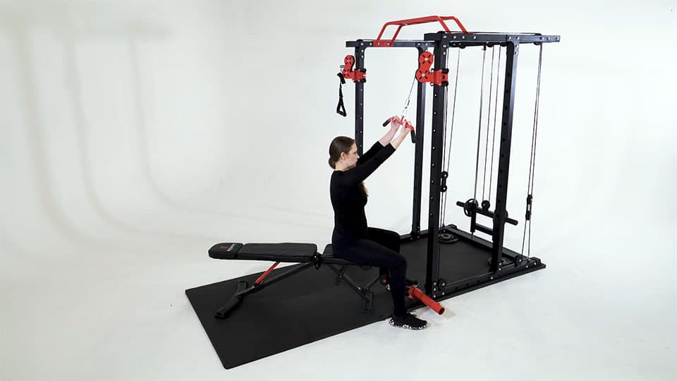 Machine Reverse Lat Pulldown (Close Grip) Demonstration