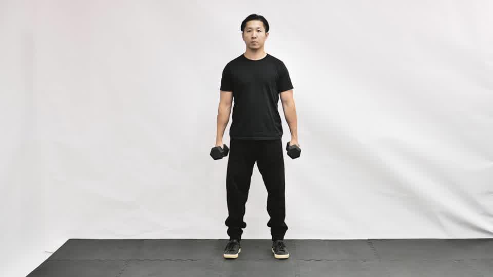 Dumbbell Wall Squat Hold Demonstration