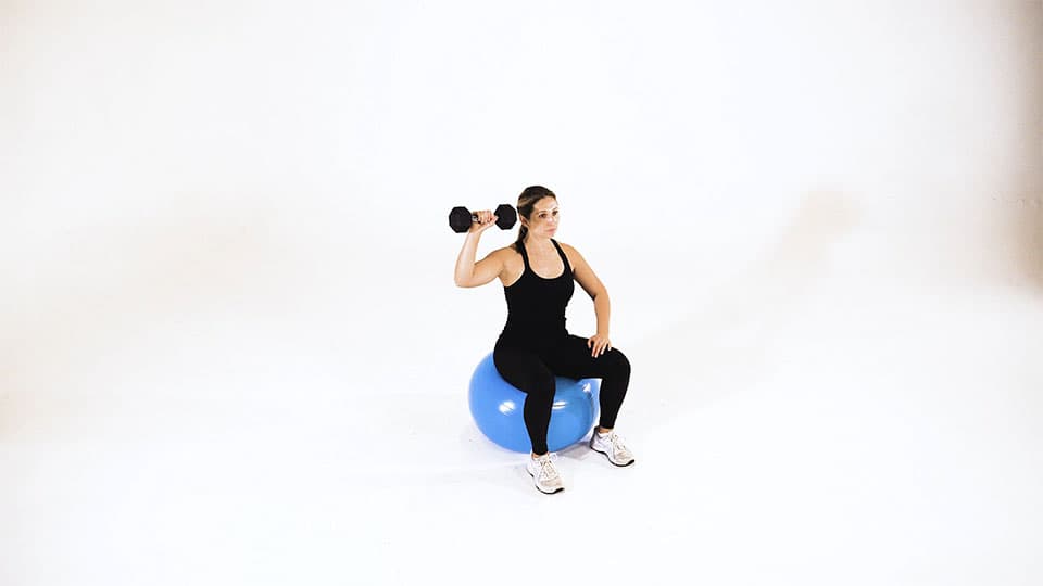 Dumbbell One-Arm Shoulder Press (Stability Ball) Demonstration