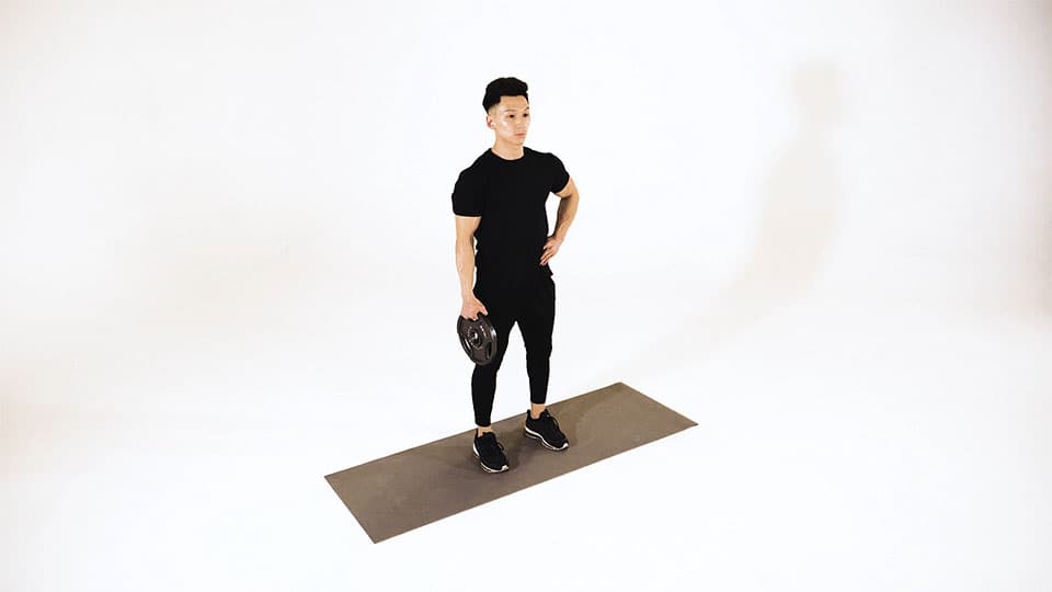 Weight Plate One-Arm Shrug Demonstration