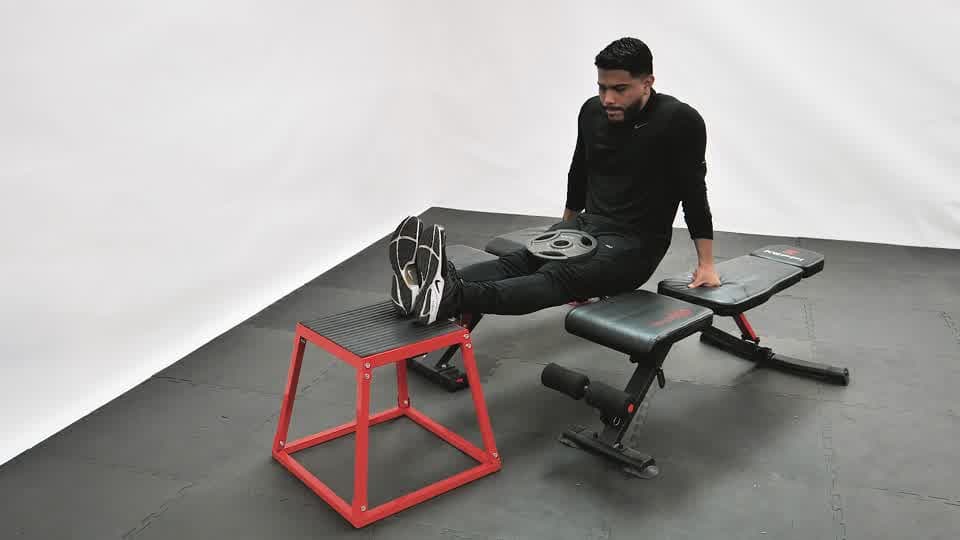 Weighted Three Bench Dip Demonstration