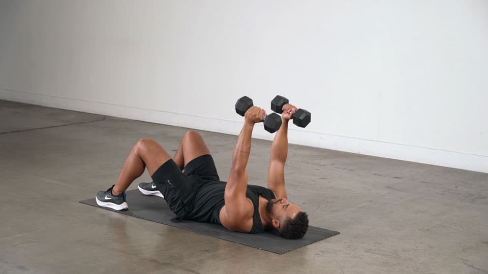 Dumbbell Tricep Extension (Floor, Supine) Demonstration