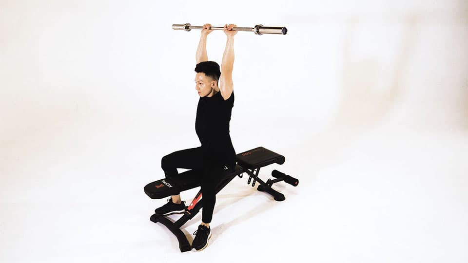 Barbell Seated Tricep Extension Demonstration